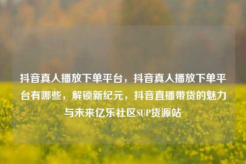 抖音真人播放下单平台，抖音真人播放下单平台有哪些，解锁新纪元	，抖音直播带货的魅力与未来亿乐社区SUP货源站  第1张