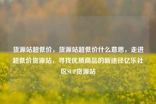 货源站超低价，货源站超低价什么意思，走进超低价货源站	，寻找优质商品的新途径亿乐社区SUP货源站  第1张